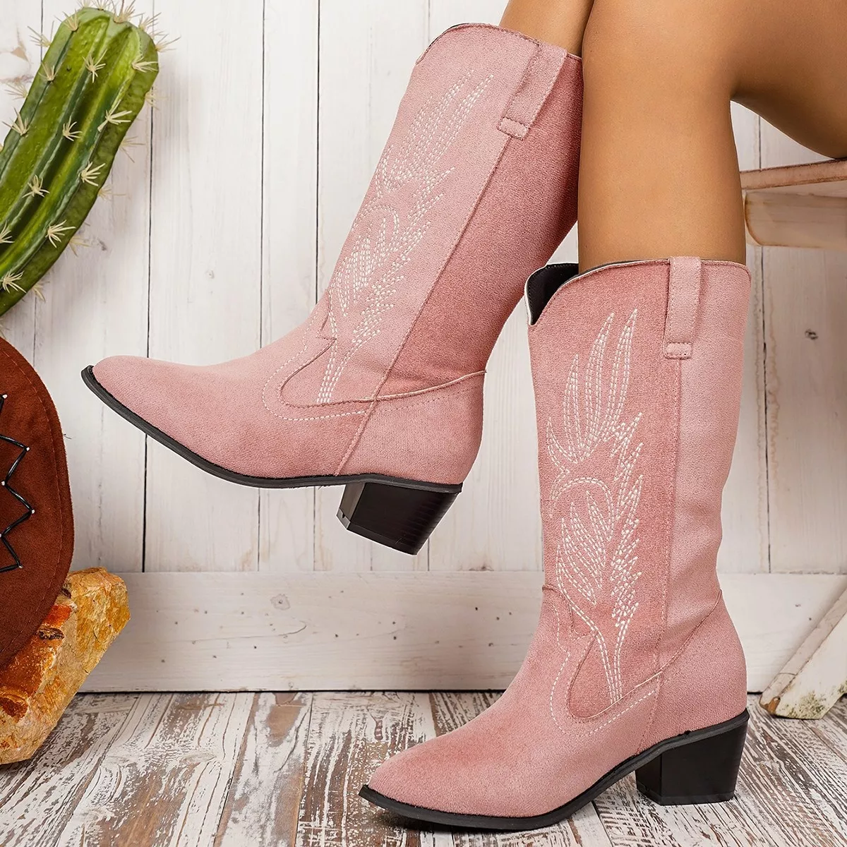 Point Toe Block Heels Boots - Image 14