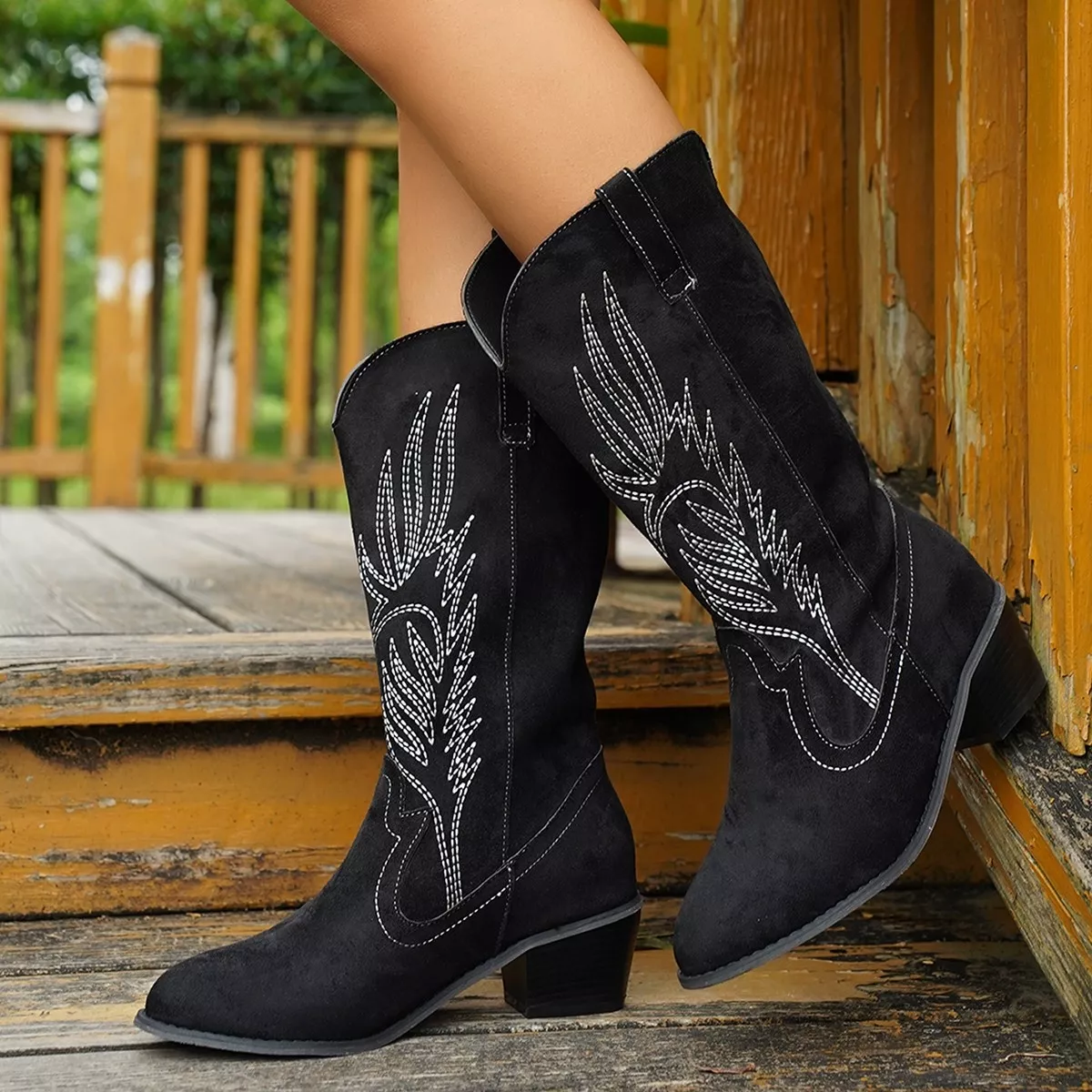 Point Toe Block Heels Boots - Image 4