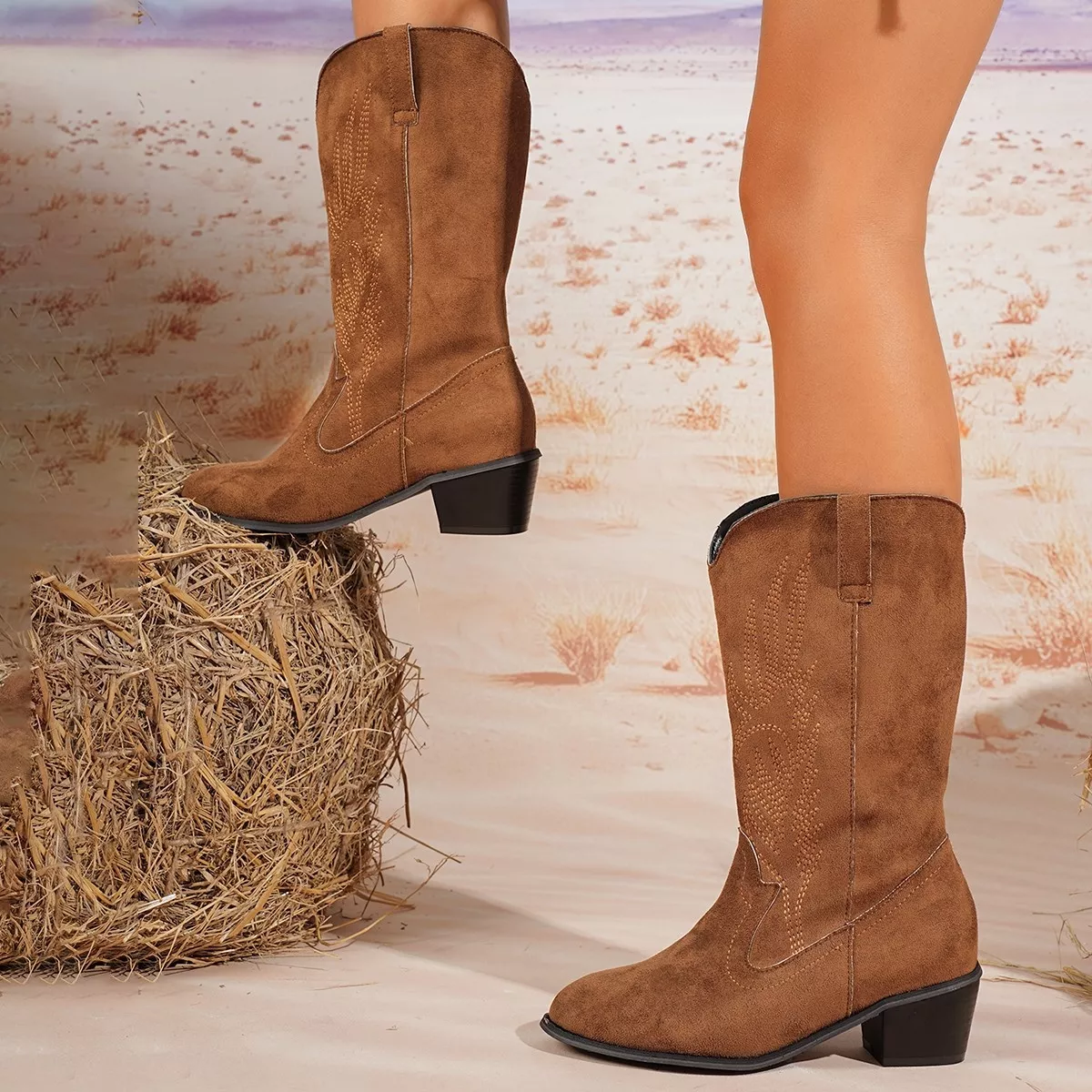 Point Toe Block Heels Boots - Image 9