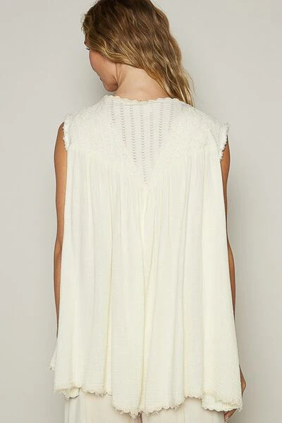 POL Pearl Detail Open Front Sleeveless Cardigan - Image 2