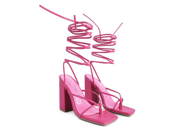 POLE DANCE LACE UP BLOCK HEELED SANDAL - Image 8