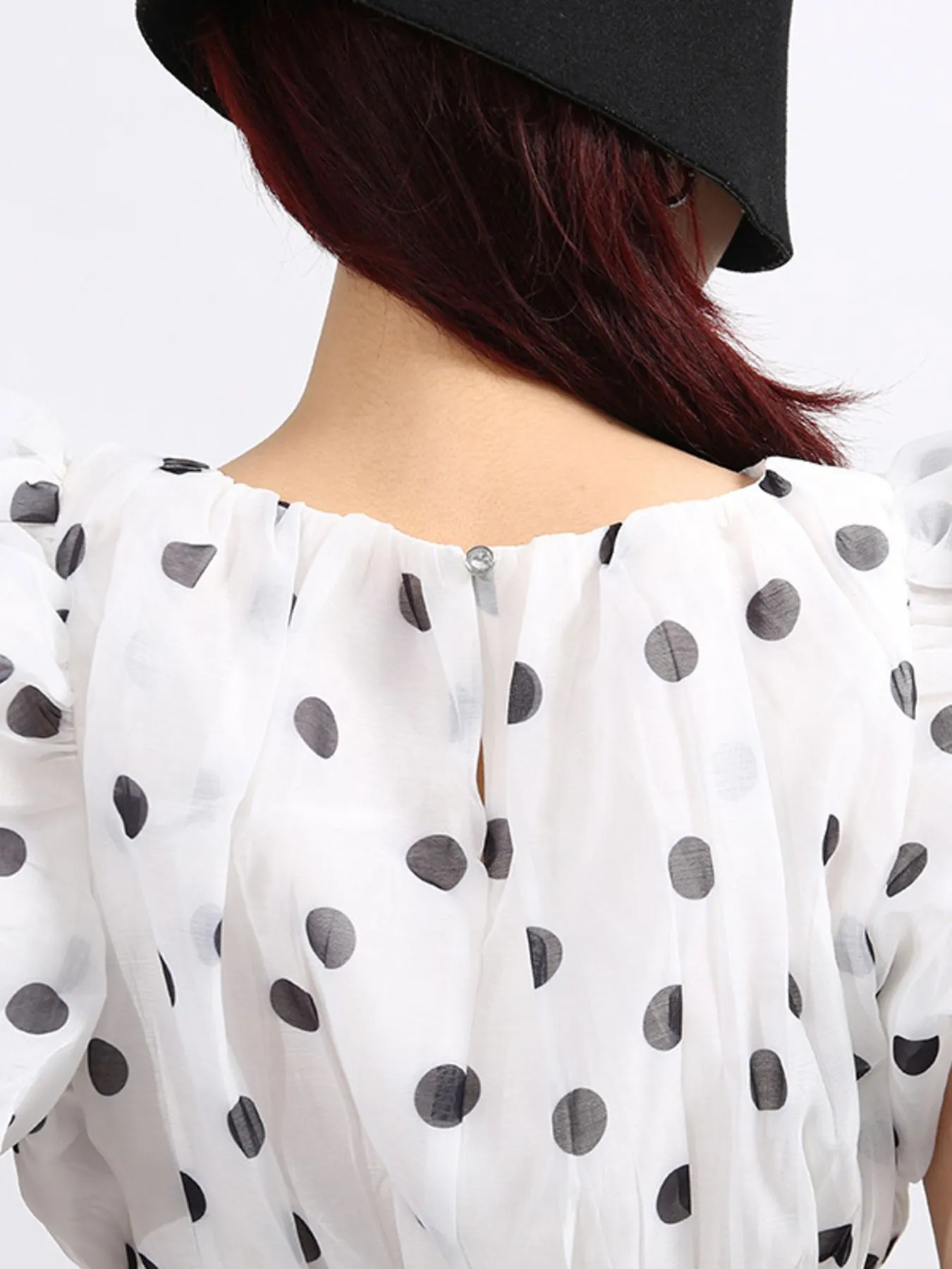 Polka Dot Puff Sleeve Top and Skirt Set - Image 6