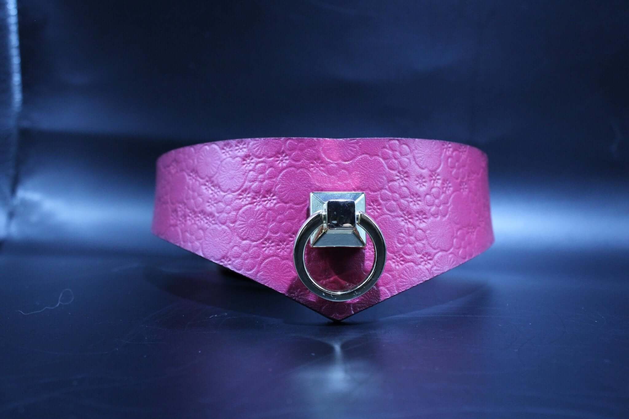 Posture Collar Handmade Pink Leather O-Ring Collar for Petplay