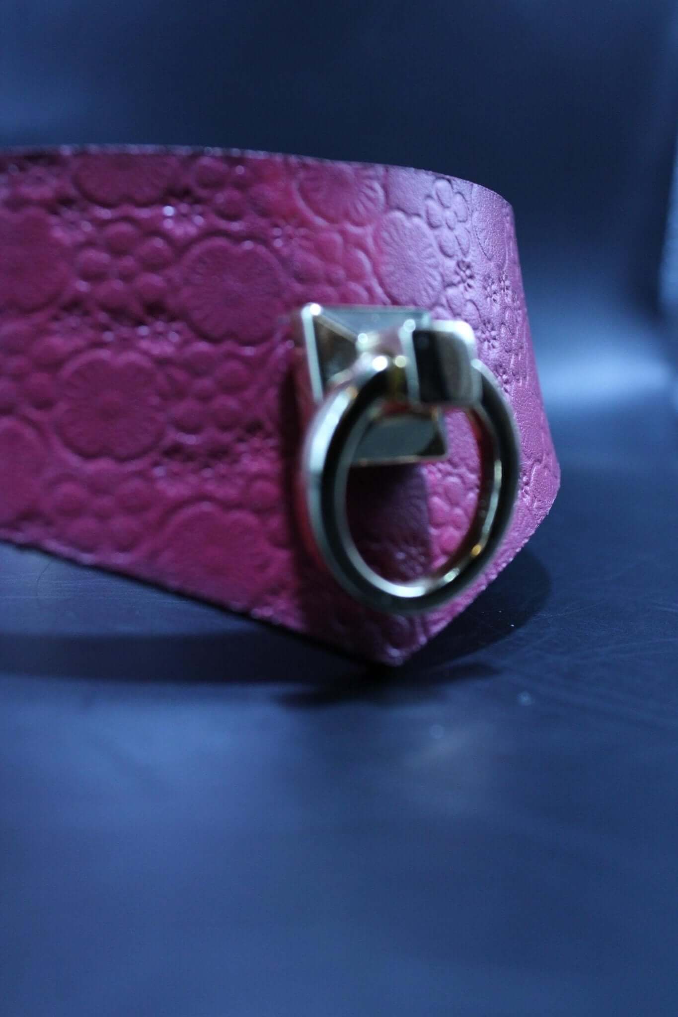 Posture Collar Handmade Pink Leather O-Ring Collar for Petplay - Image 4