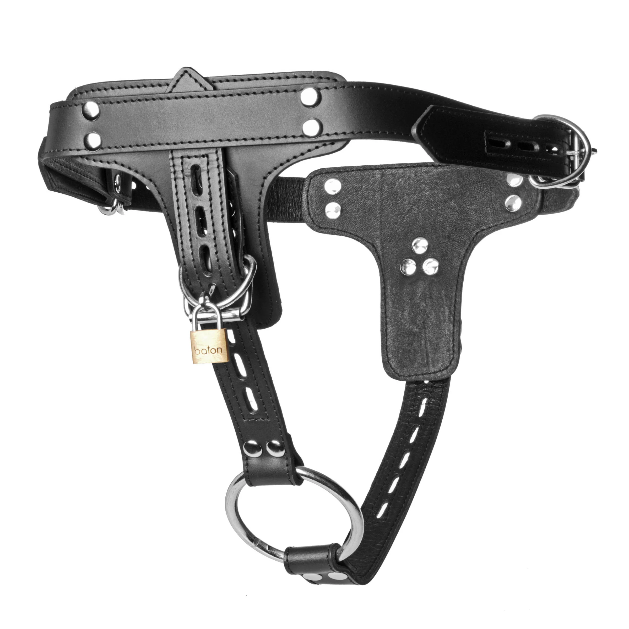 Premium Locking Leather Cock Ring And Anal Plug Harness - Image 4
