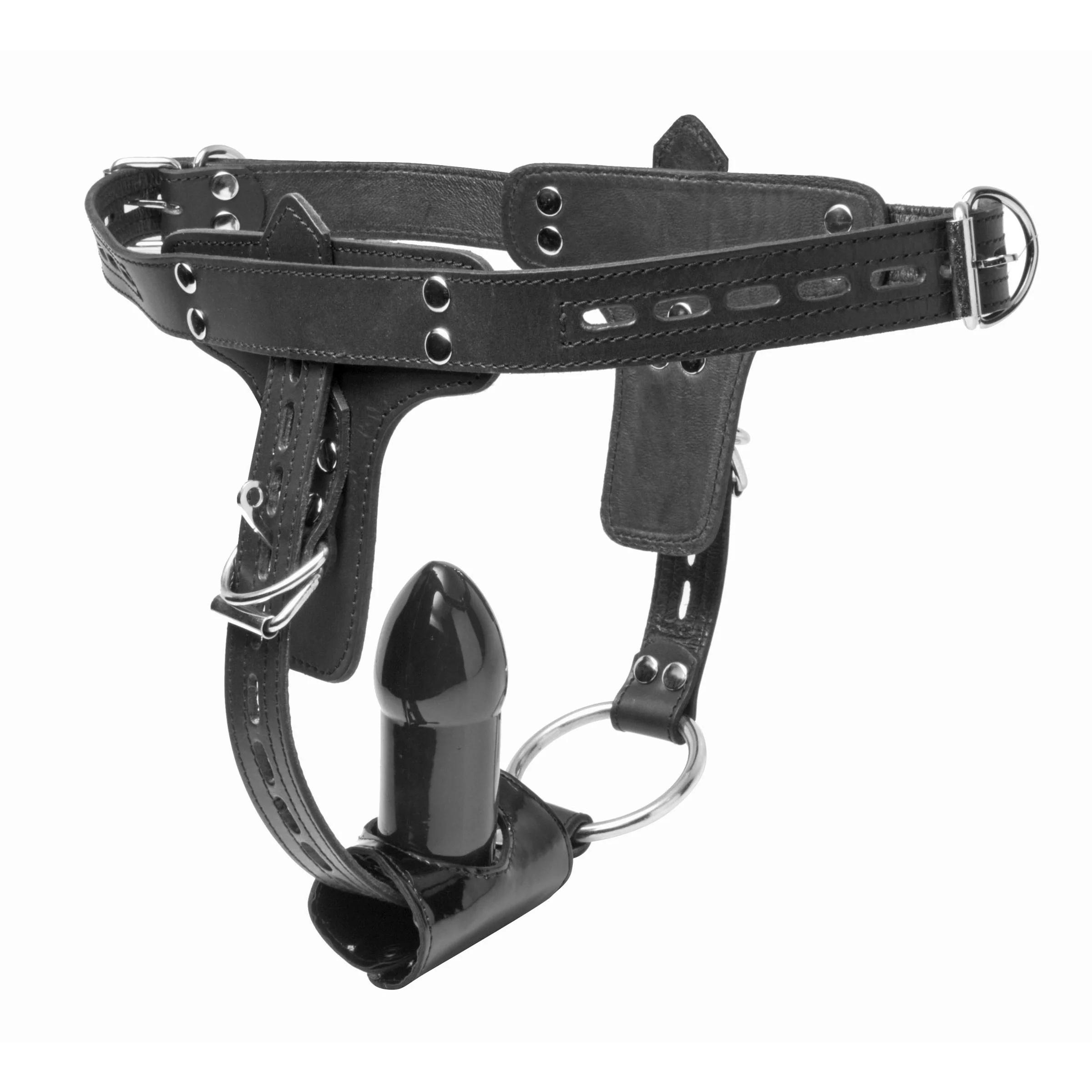 Premium Locking Leather Cock Ring And Anal Plug Harness - Image 6