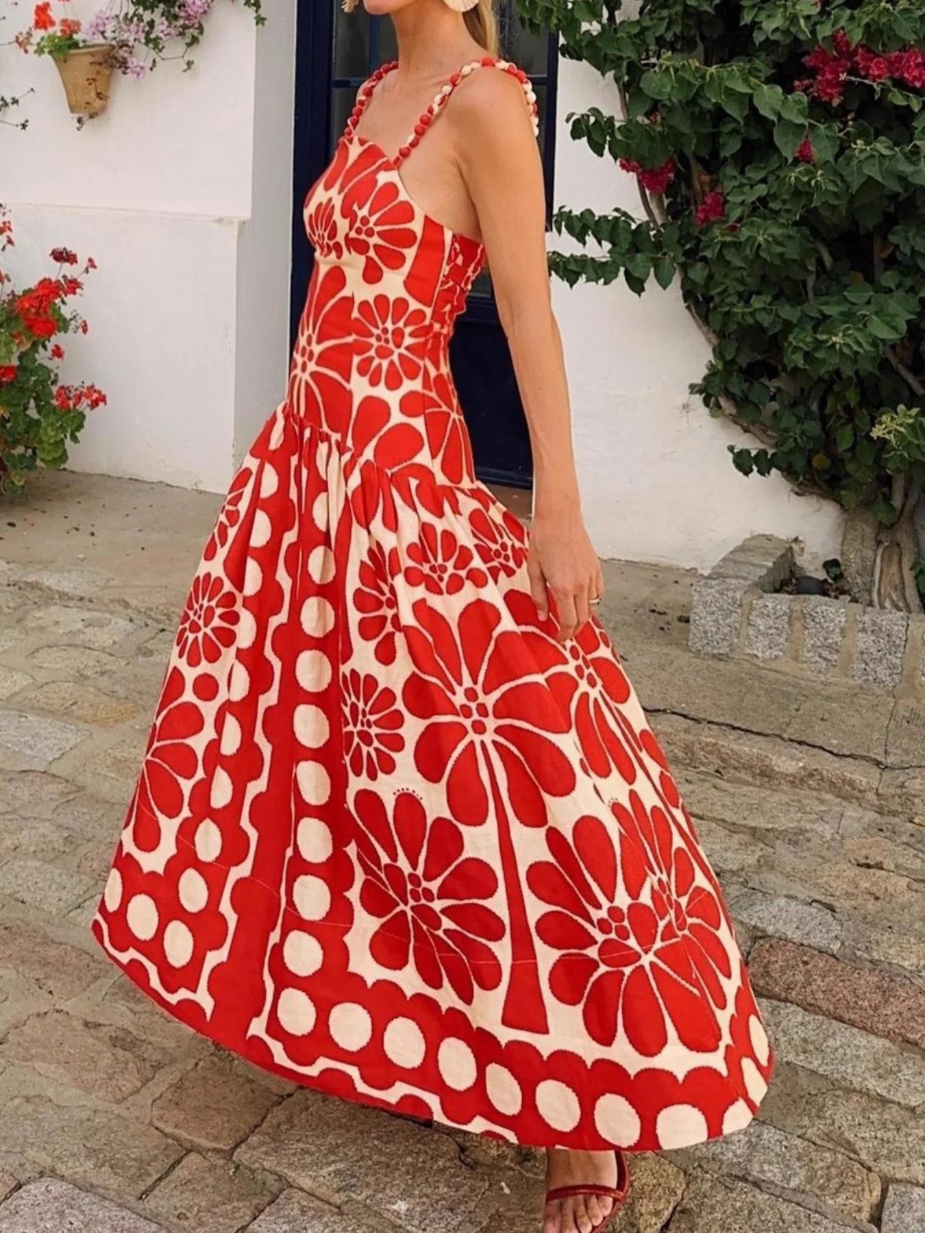 Printed A-Line Midi Cami Dress