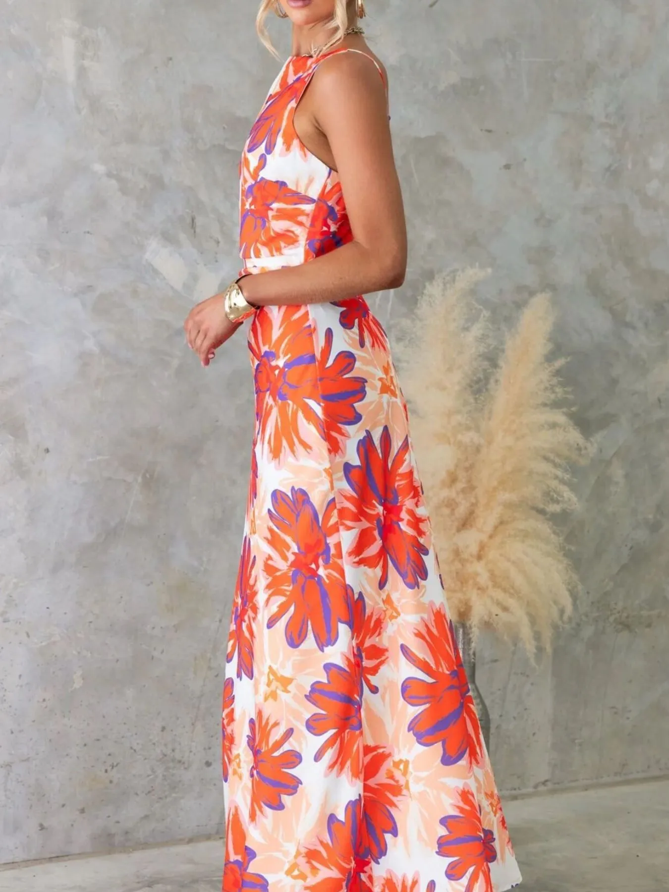 Printed Backless Sleeveless Maxi Dress - Image 8