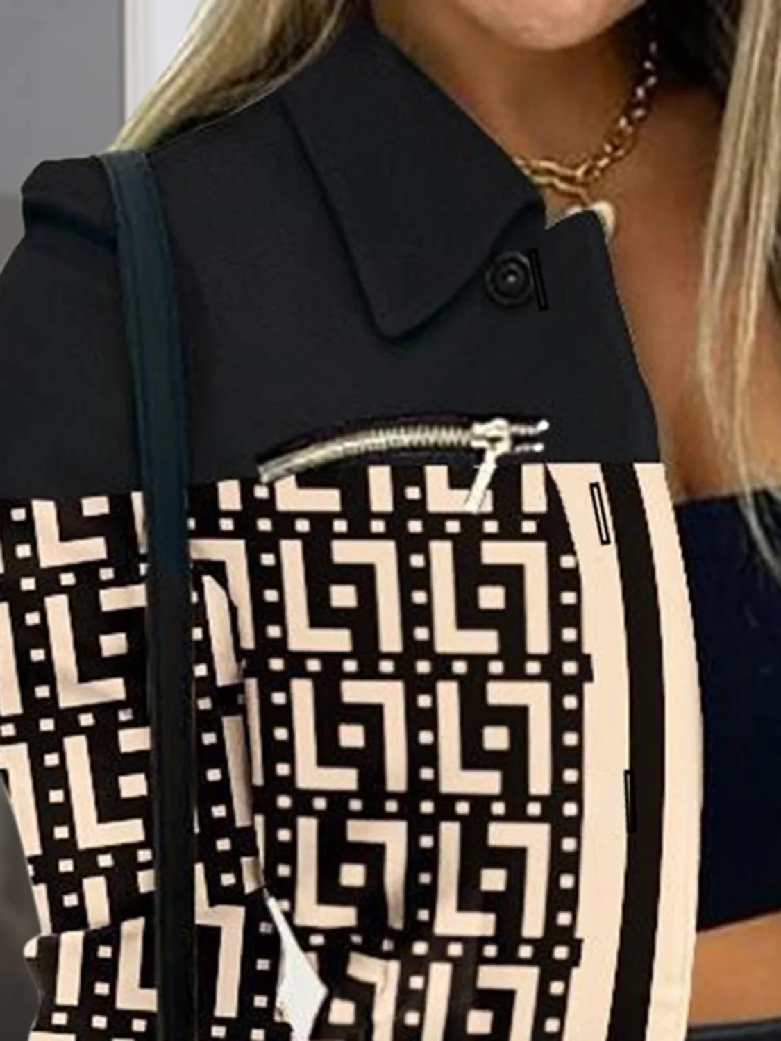 Printed Button Up Zip Detail Shacket - Image 18