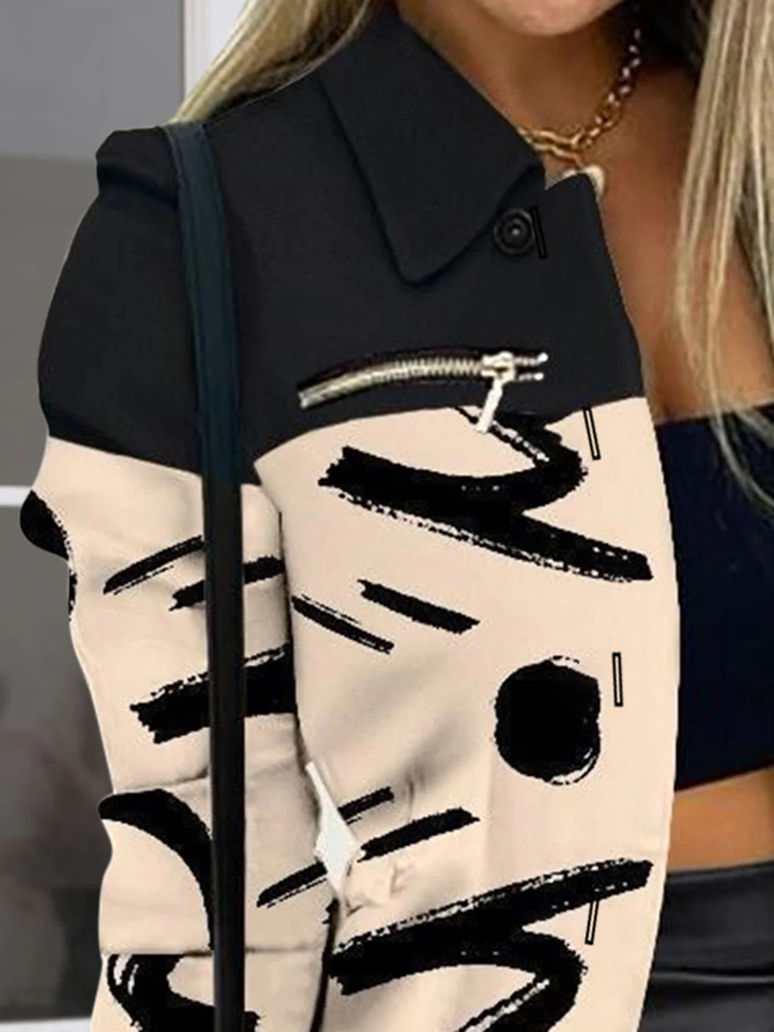Printed Button Up Zip Detail Shacket - Image 21