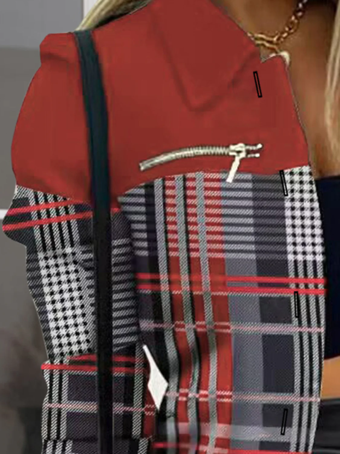 Printed Button Up Zip Detail Shacket - Image 6
