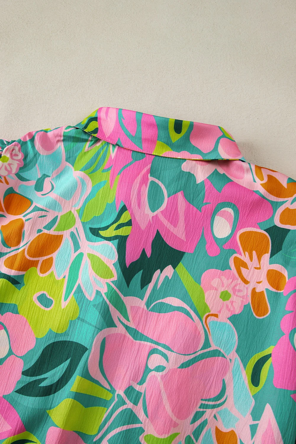 Printed Collared Neck Puff Sleeve Mini Dress - Image 4