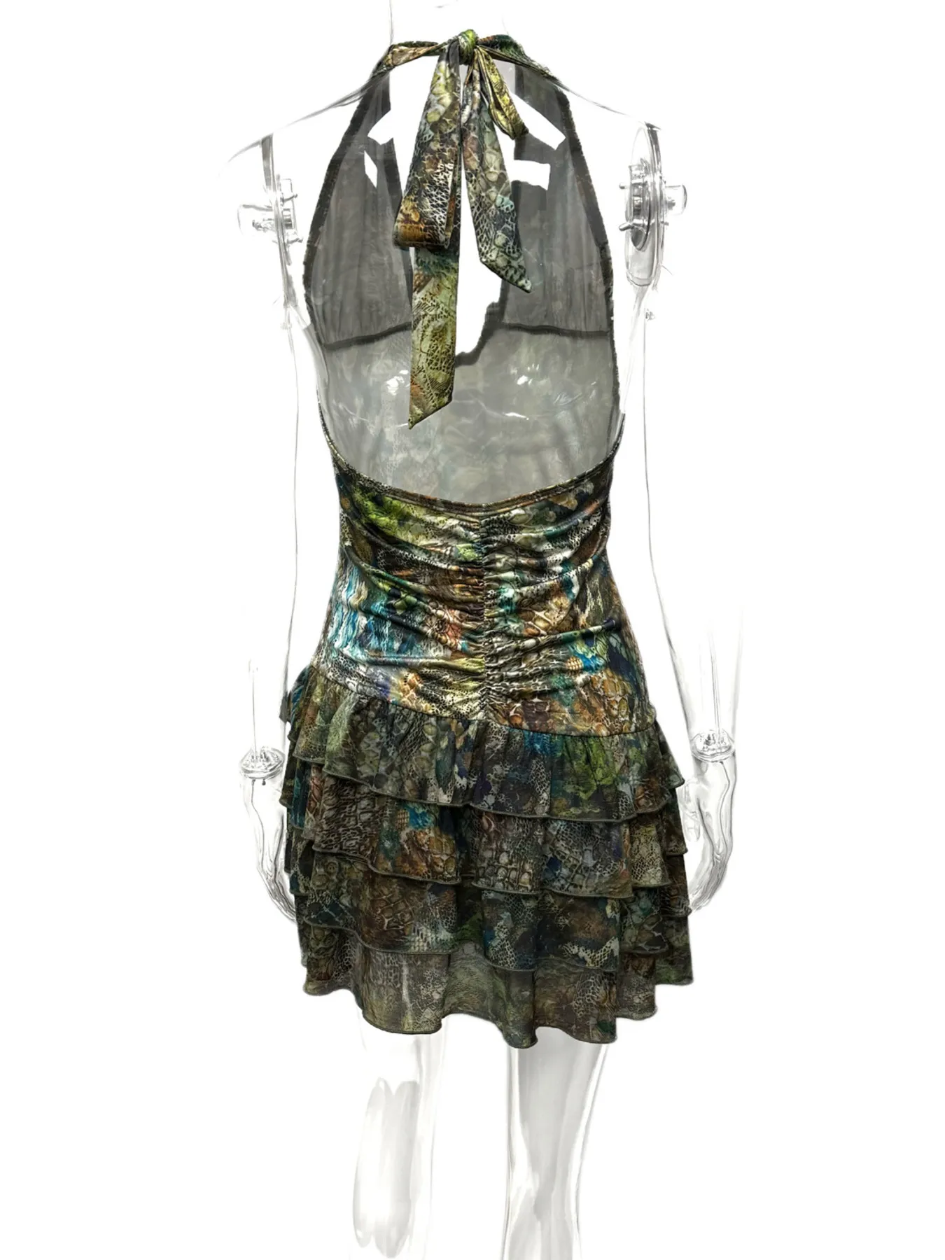 Printed Halter Neck Layered Dress - Image 8