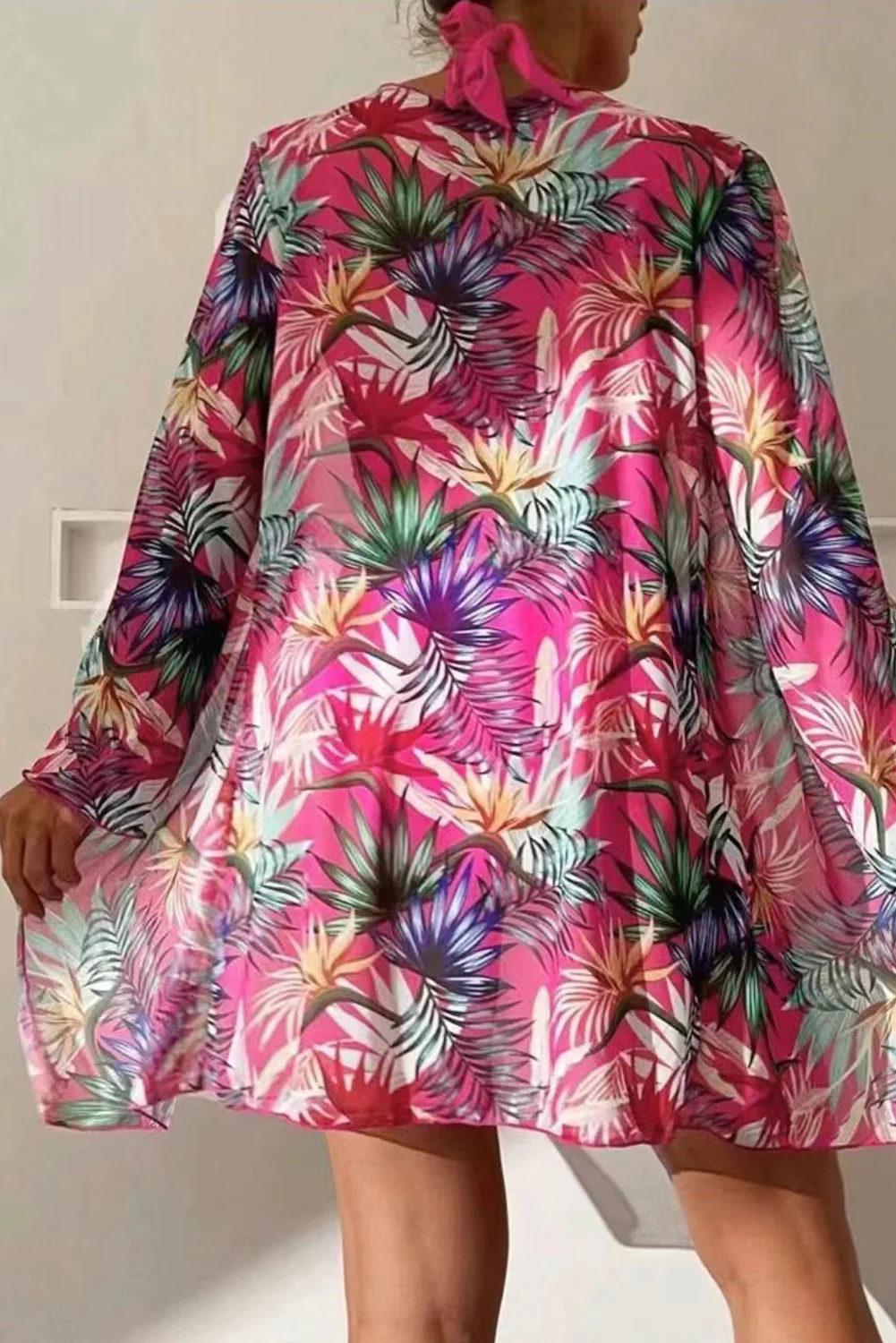 Printed Halter Neck Three-Piece Swim Set - Image 5