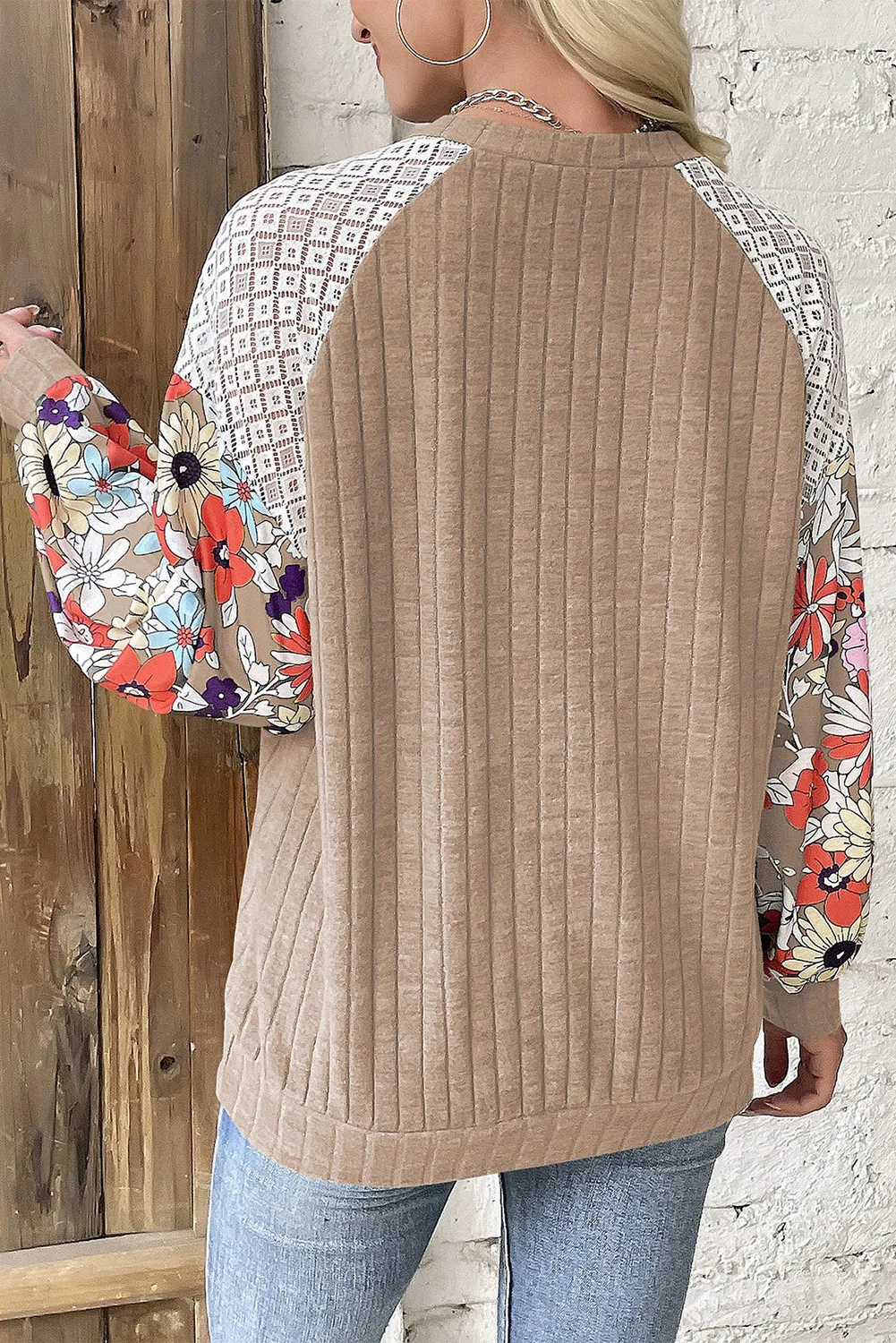 Printed Round Neck Long Sleeve Top - Image 10