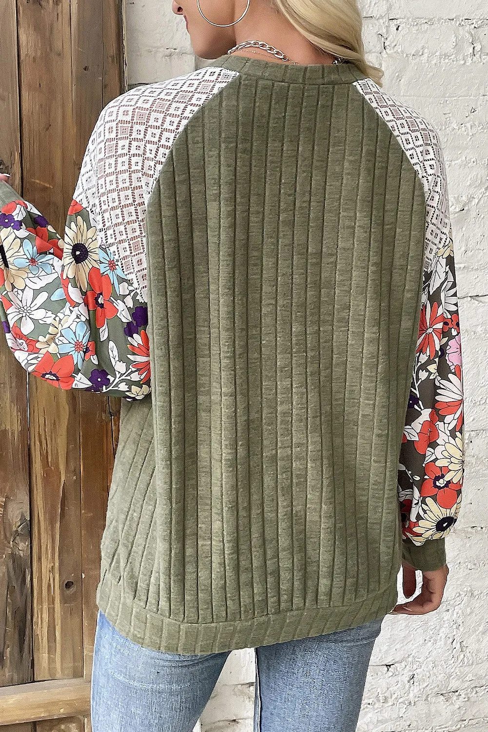 Printed Round Neck Long Sleeve Top - Image 4