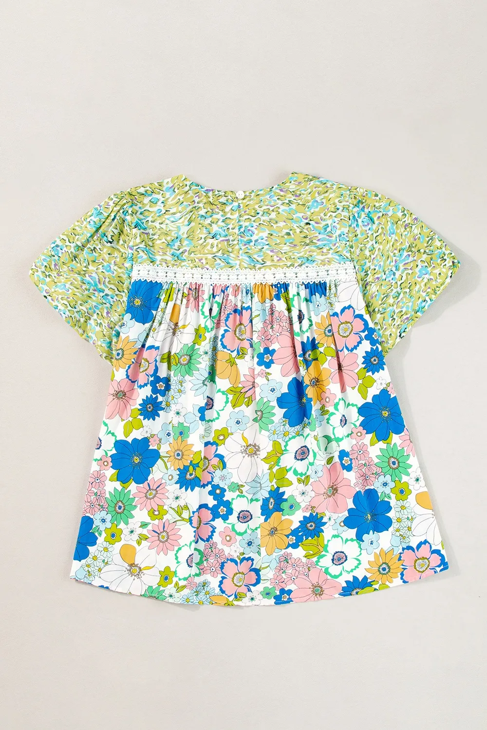 Printed Round Neck Puff Sleeve Blouse - Image 11