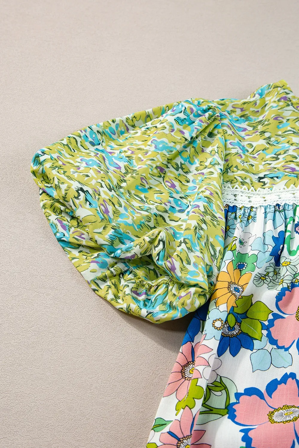 Printed Round Neck Puff Sleeve Blouse - Image 12