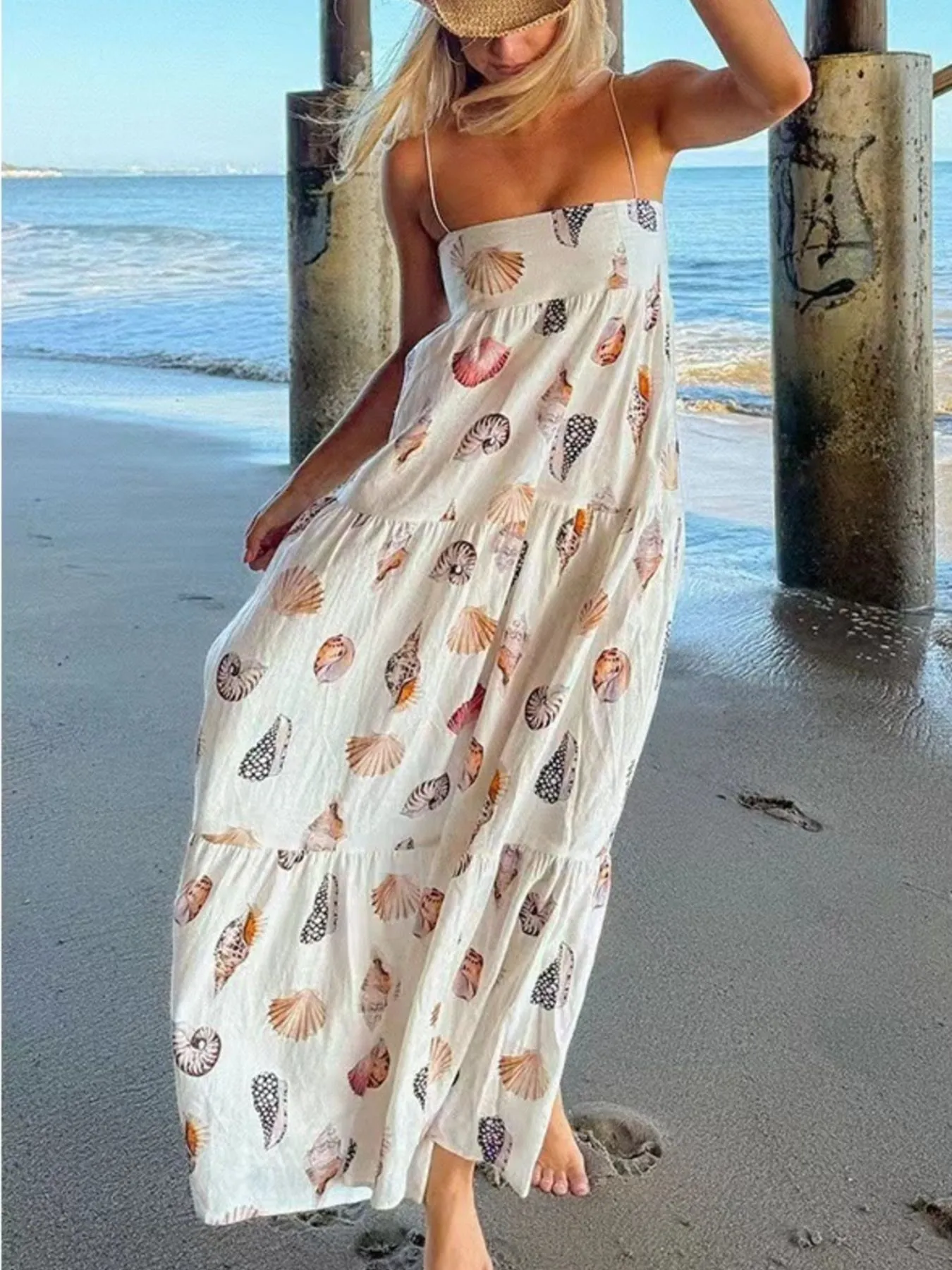 Printed Square Neck Cami Maxi Dress - Image 6