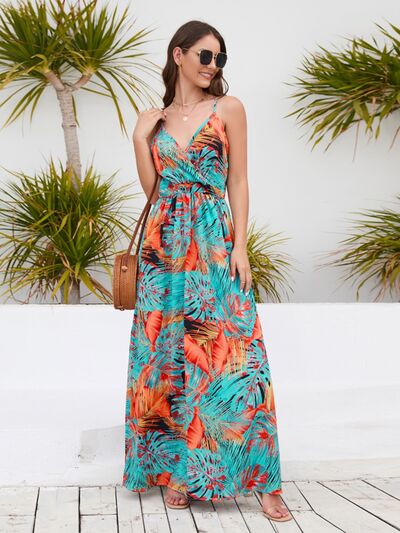 Printed Surplice Spaghetti Strap Dress - Image 21