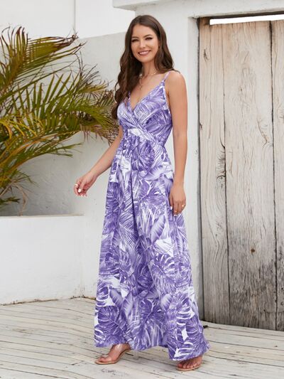 Printed Surplice Spaghetti Strap Dress - Image 29