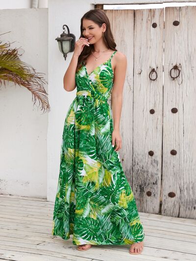 Printed Surplice Spaghetti Strap Dress - Image 9