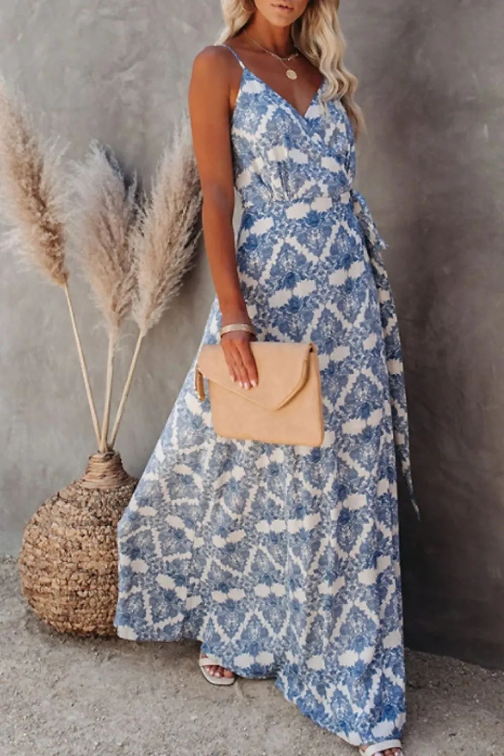 Printed Tied Maxi Cami Dress - Image 3