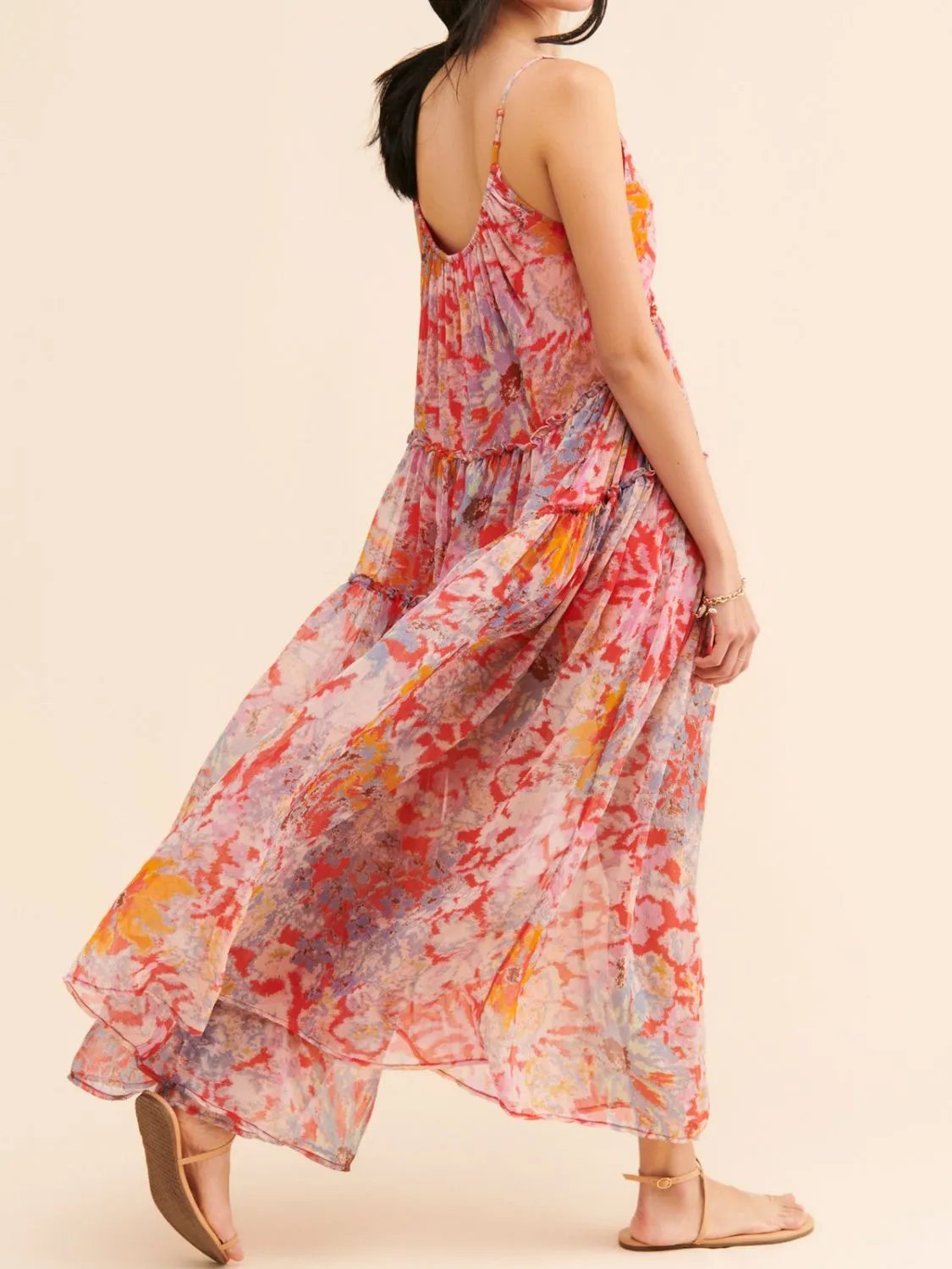 Printed V-Neck Sleeveless Dress - Image 3