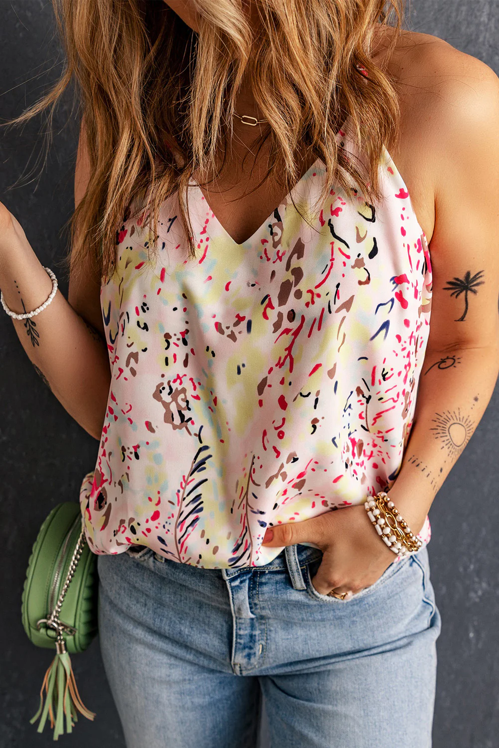 Printed V-Neck Tank - Image 6