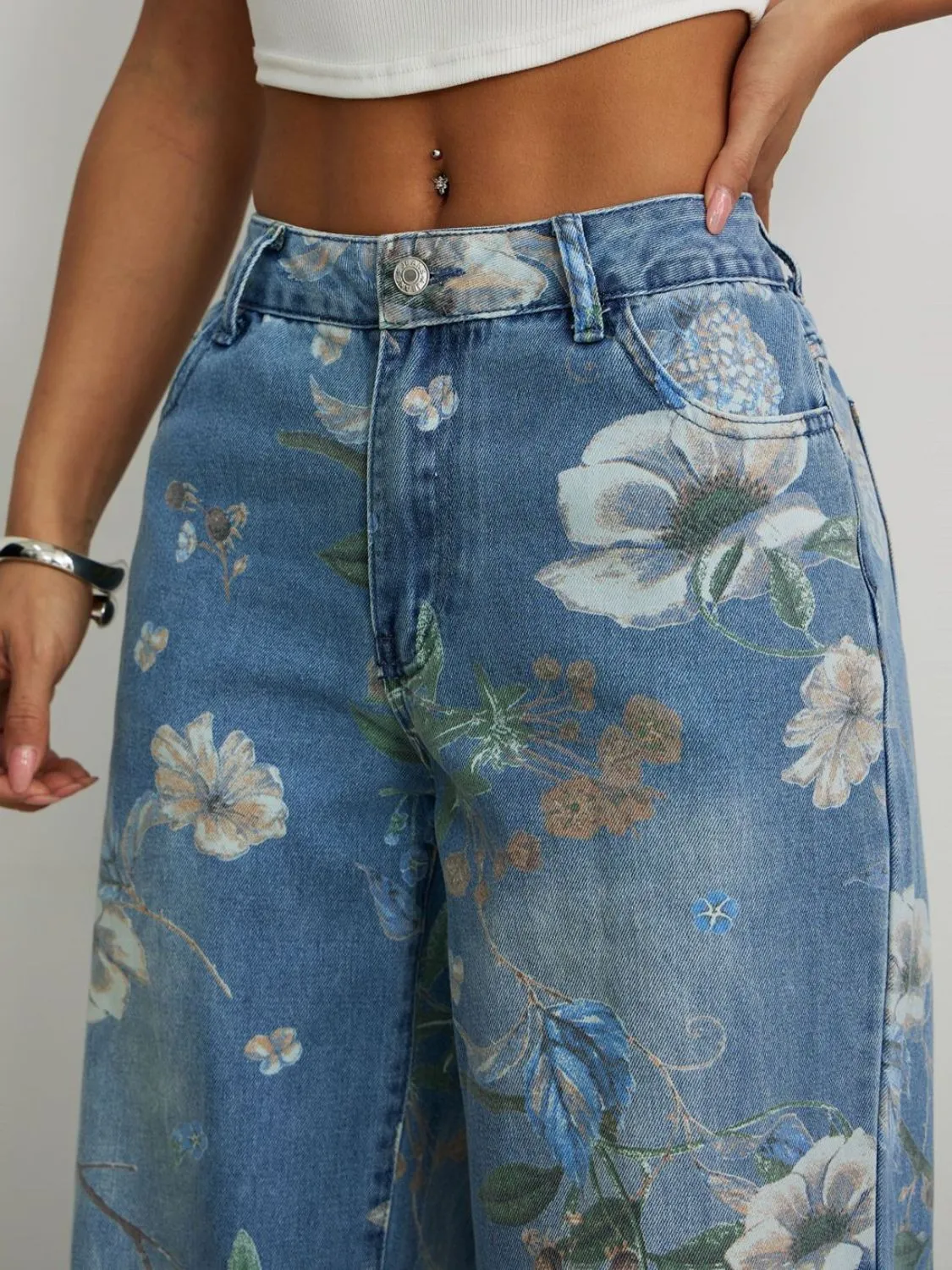 Printed Wide Leg Jeans - Image 3