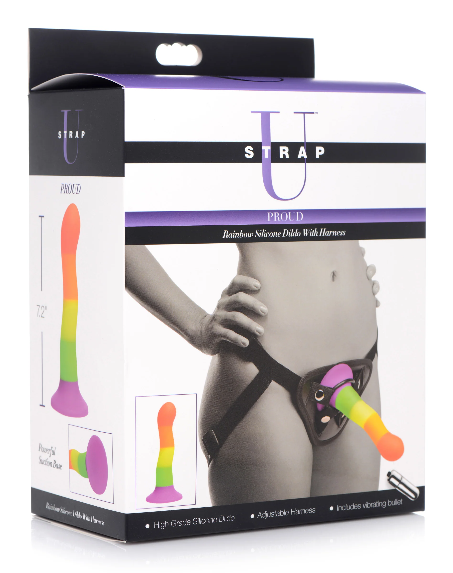 Proud Rainbow Silicone Dildo With Harness - Image 2