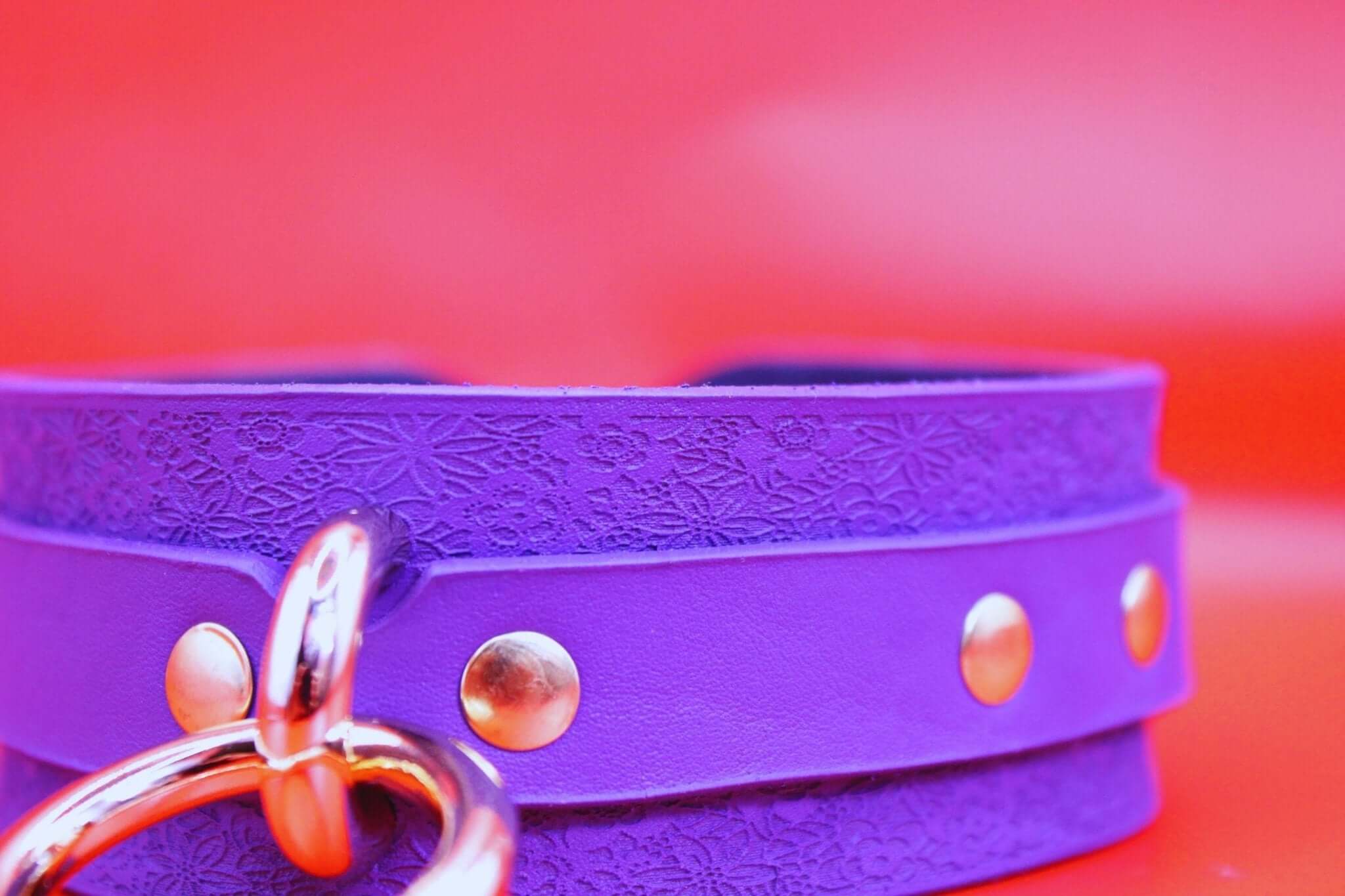 Purple Leather Bdsm Collar - Discreet BDSM Choker Submissive Wear