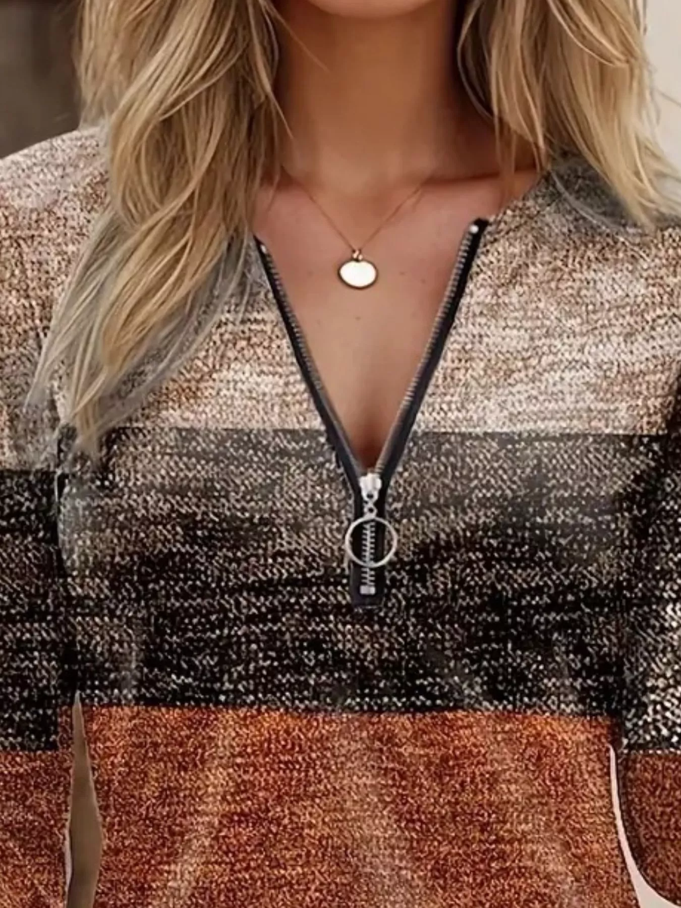 Quarter Zip Color Block Top - Image 3