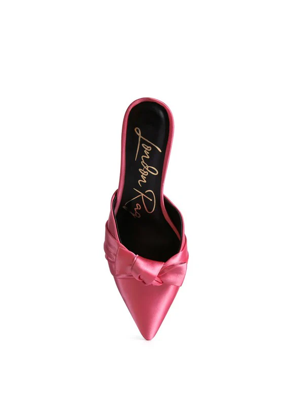 Queenie Satin High Heeled Mule Sandals - Image 13