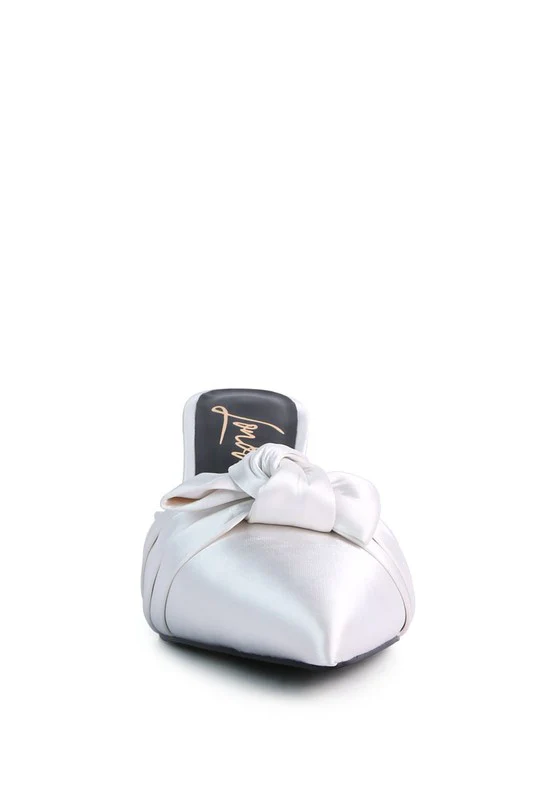 Queenie Satin High Heeled Mule Sandals - Image 17