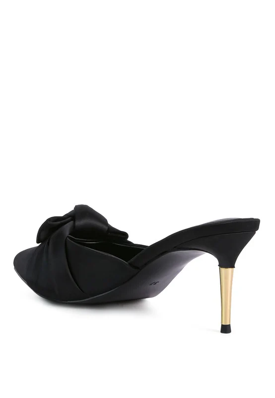 Queenie Satin High Heeled Mule Sandals - Image 2