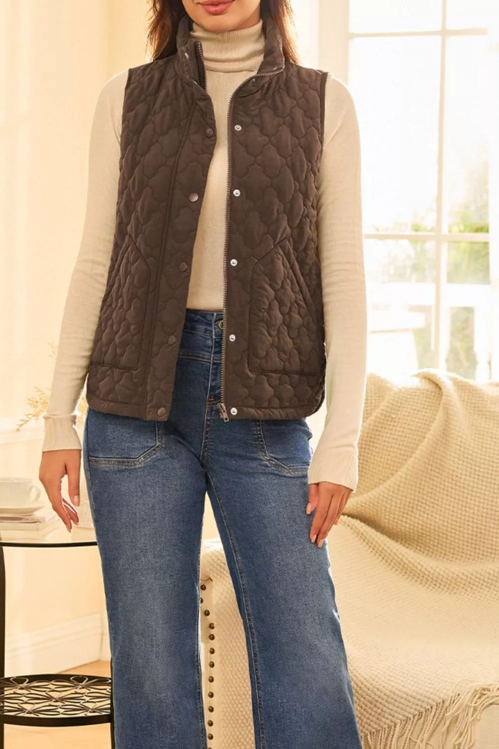 Quilted Snap Down Vest Coat - Image 5