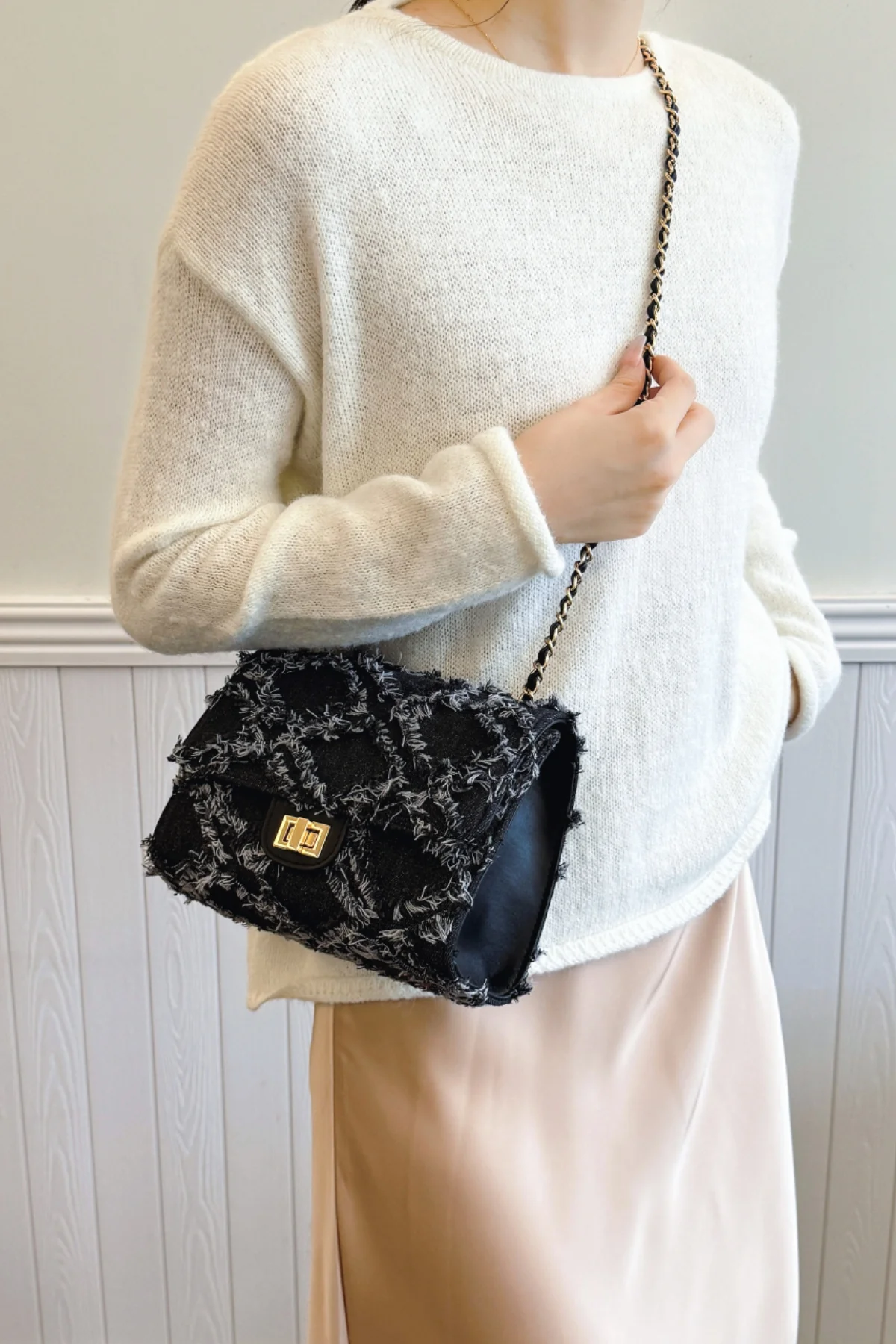 Raw Hem Denim Crossbody Bag - Image 5