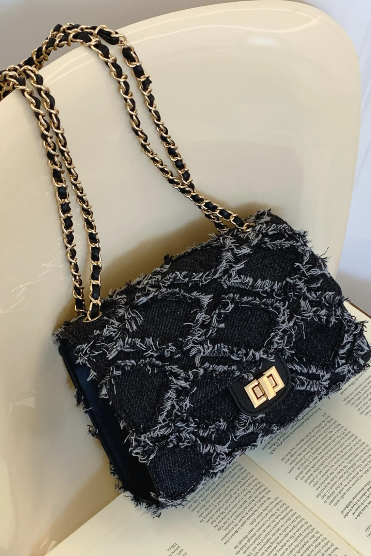 Raw Hem Denim Crossbody Bag - Image 6