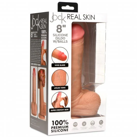 Real Skin Silicone Dildo with Balls - 8 Inch - Image 9