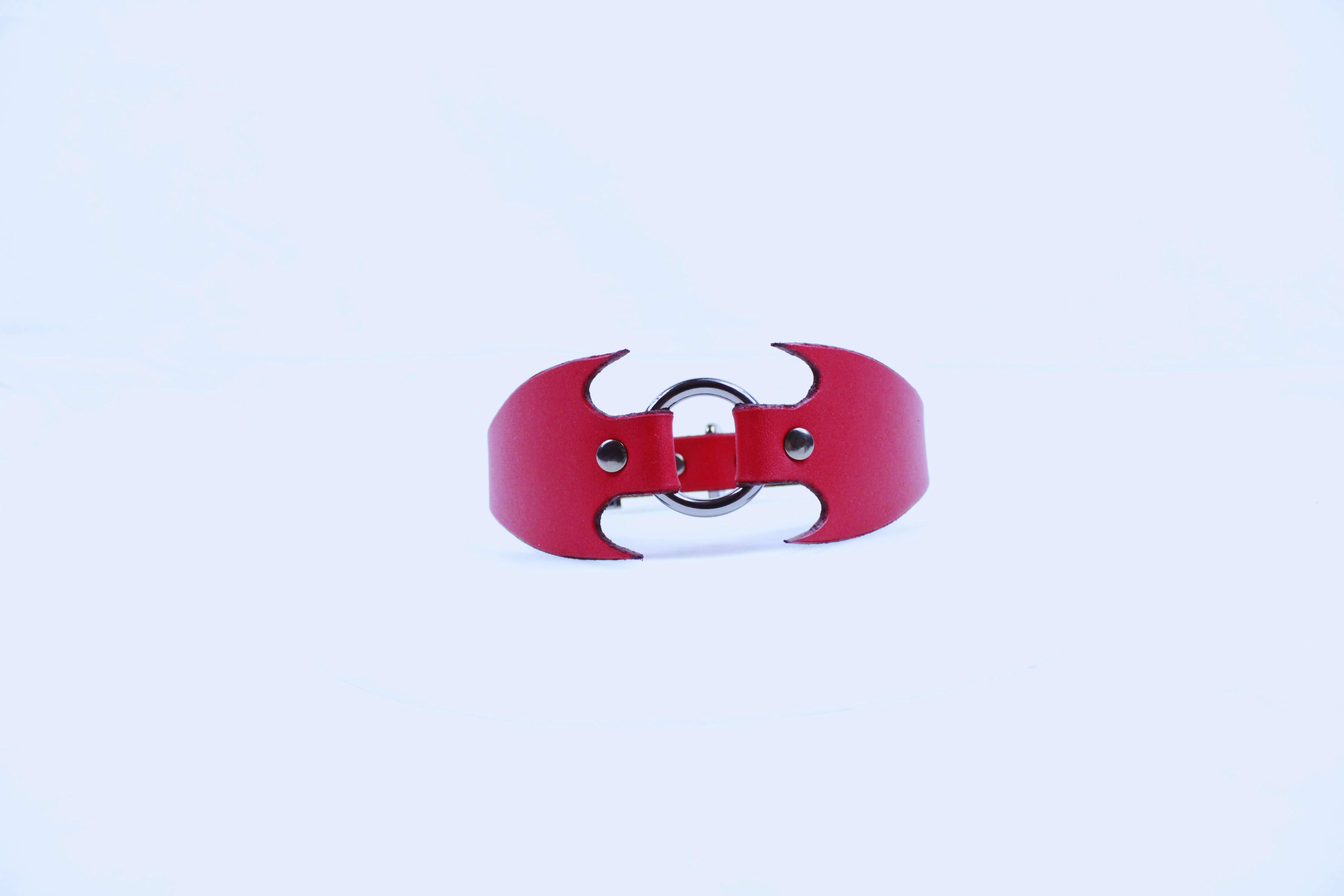 Red Batwing Posture Collar – Bold BDSM Day Collar Choker - Image 2