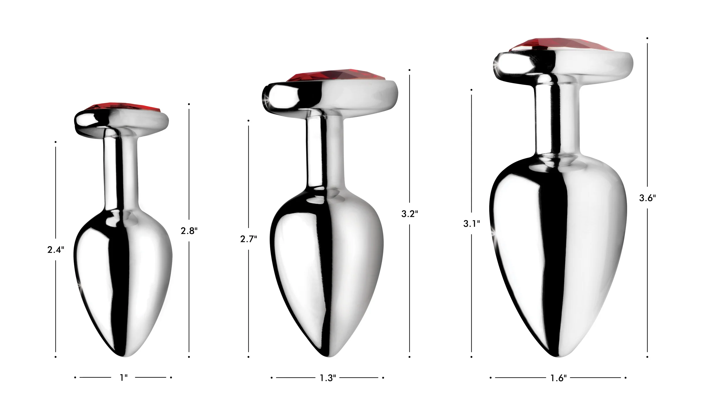 Red Heart Gem Anal Plug Set - Image 3