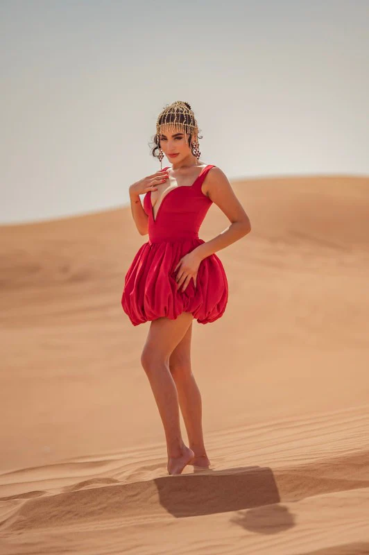 Red in the Desert Bubble Dress - Image 2
