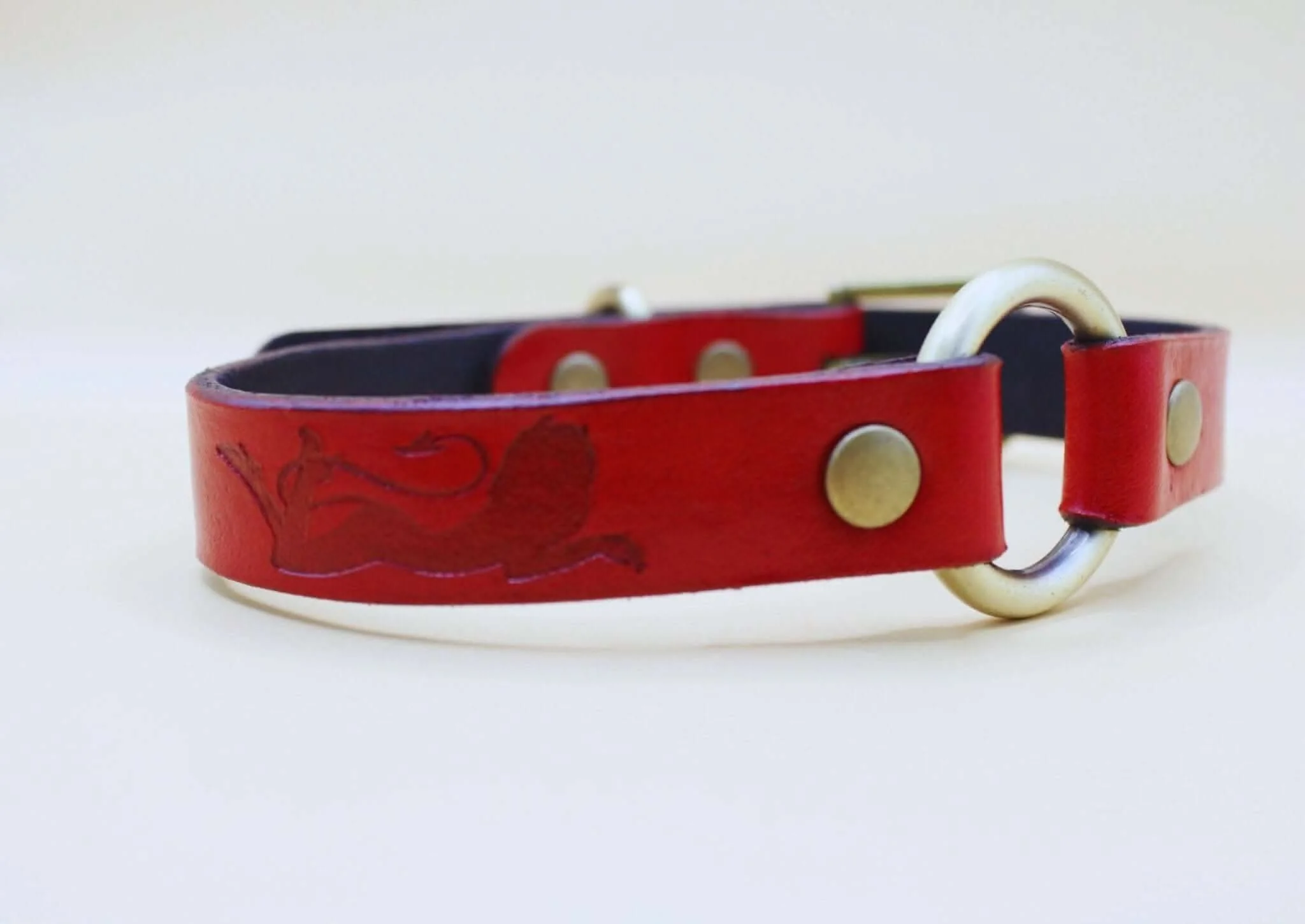 Red Leather BDSM Day Collar Elegant BDSM Day Collar for Submissives - Image 4