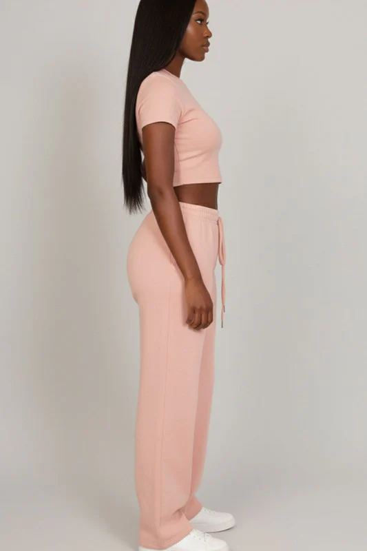Relaxed Fit Top and Wide-Leg Pants Set - Image 11