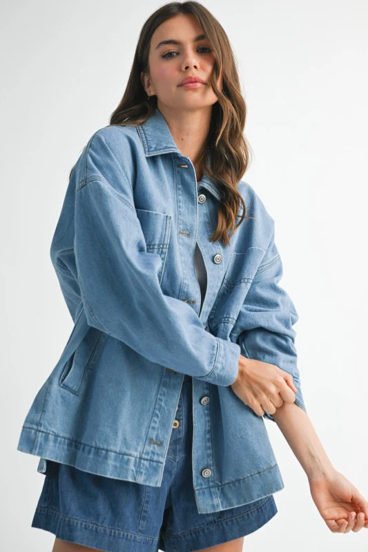 Relaxed Fit Utility Denim Jacket - Image 8