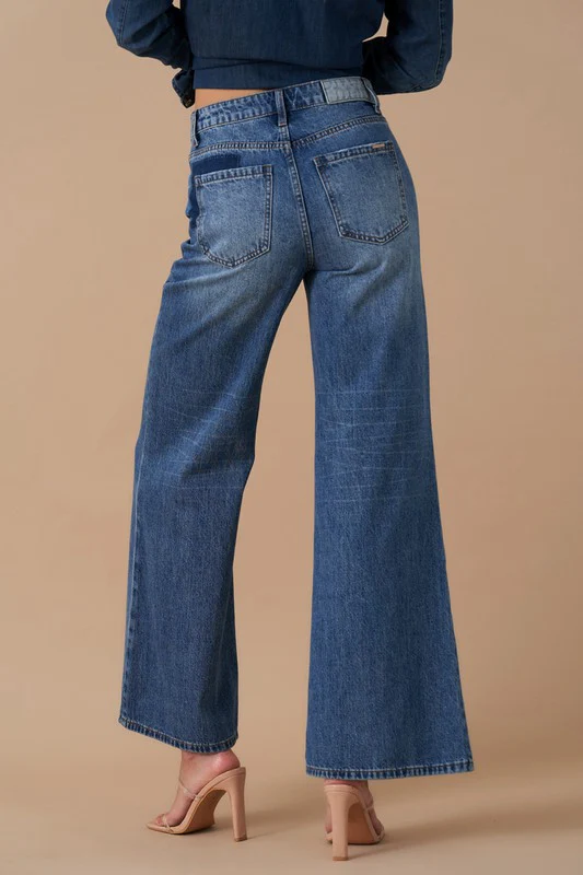 Relaxed Wide Leg Patchwork Jeans - Image 7