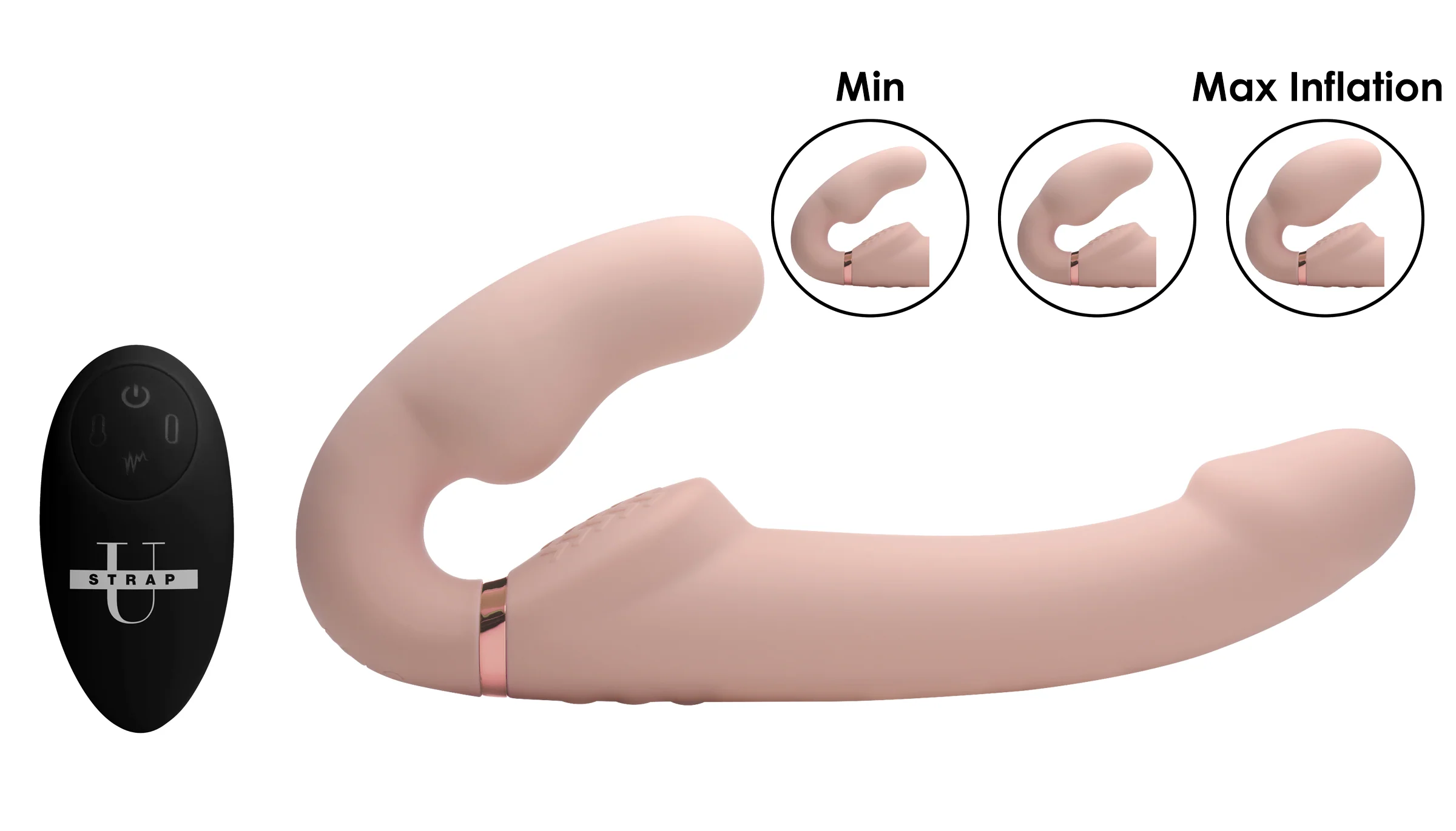 Remote Control Inflatable Vibrating Silicone Ergo Fit Strapless Strap-on - Image 5
