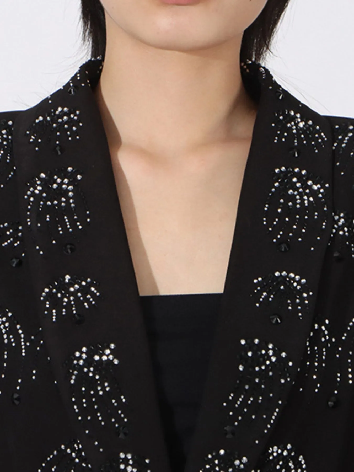 Rhinestone Button Down Long Sleeve Blazer - Image 4