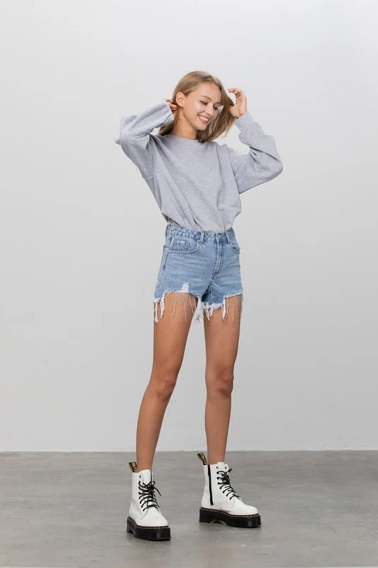 RHINESTONE DENIM SHORTS - Image 11